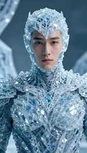 Person In A Costume Of Woven Ice Crystals