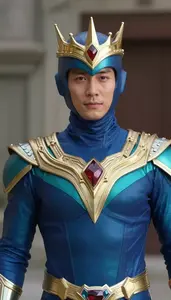 Protector In Royal And Teal Bodysuit With Crowns