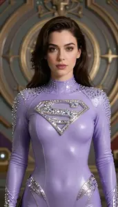 Woman In Lavender Bodysuit With Crystals