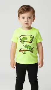 Baby Boy Super Hero Bold Electric Lime Tunic With A Pattern