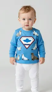Baby Boy Super Hero Cool Arctic Blue Top With A Pattern Of