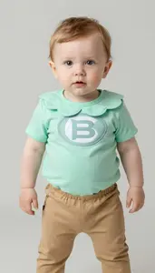 Baby Boy Super Hero Costume In Seafoam Green With A Faux