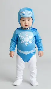 Baby Boy Super Hero Costume In Cool Arctic Blue With A