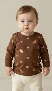 Baby Boy Super Hero Deep Earthy Brown Tunic With A Pattern