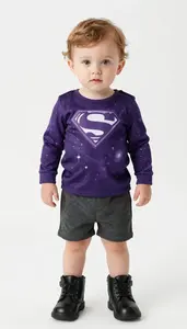 Baby Boy Super Hero Deep Violet Cosmic Tunic With Silver
