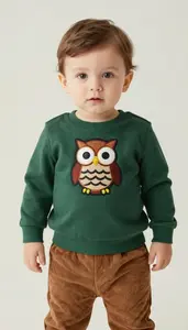 Baby Boy Super Hero Deep Forest Green Top With A Friendly