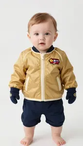 Baby Boy Super Hero Golden Amber Jacket With Cream Piping