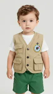 Baby Boy Super Hero Little Explorer In A Khaki Vest With