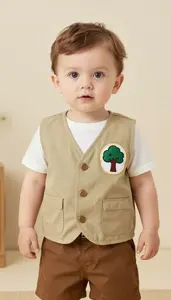 Baby Boy Super Hero Little Explorer In A Khaki Vest With A