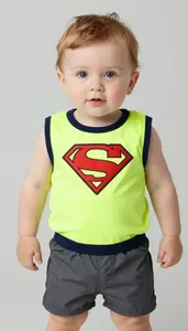 Baby Boy Super Hero Neon Lime Power Vest With Dark Trim And