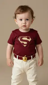 Baby Boy Super Hero An Outfit Of Rich Burgundy With A Golden