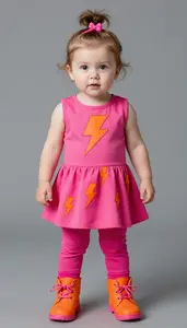 Baby Girl Superhero Baby Girl In Fuchsia Pink Dress With