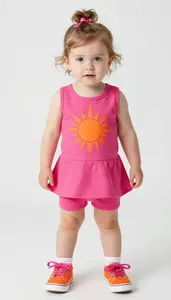 Baby Girl Superhero Baby Girl Sporting Hot Pink Dress With