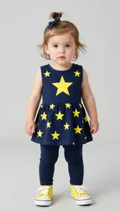 Baby Girl Superhero Baby Girl Sporting Navy Blue Short Dress