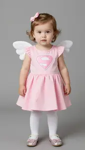 Baby Girl Superhero Blush Pink Hero Dress With Tiny Wing