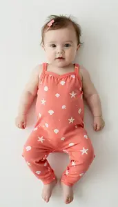 Baby Girl Superhero Coral Jumpsuit With A Sweetheart