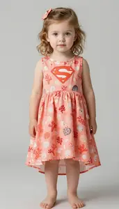 Baby Girl Superhero Coral Dress With A High Low Hem And A