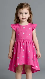 Baby Girl Superhero Fuchsia Dress With A High Low Hem And A