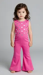 Baby Girl Superhero Fuchsia Jumpsuit With Wide Legs And A