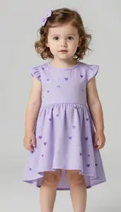 Baby Girl Superhero Lavender Dress With A High Low Hem And A