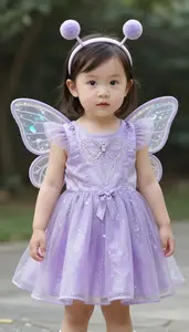 Baby Girl Superhero Lilac Dress With A Sheer Glittery