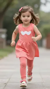 Baby Girl Superhero Little Girl In Coral Pink Dress With