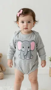 Baby Girl Superhero Soft Gray Marl Romper With A Big