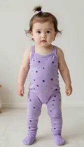 Baby Girl Superhero Soft Purple Jumpsuit With A Sweetheart