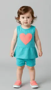 Baby Girl Superhero Tiny Girl Wearing Bright Turquoise