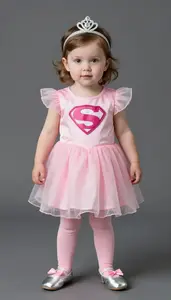 Baby Girl Superhero Toddler Wearing Pastel Pink Princess