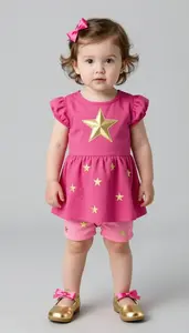 Baby Girl Superhero Toddler Sporting Cerise Pink Dress With