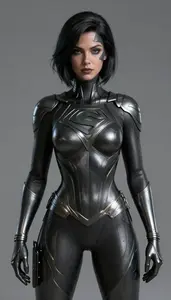 Female Superhero Blackened Steel