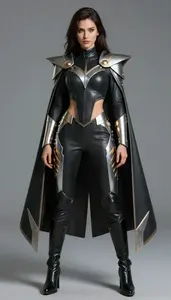 Female Superhero Female In Iron And Onyx Crop Top Metallic