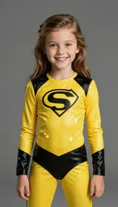 Girl Superhero Bright Yellow And Black Suit With Spark