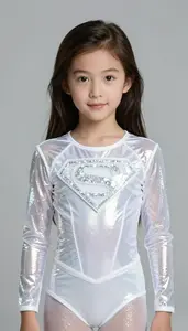 Girl Superhero Brilliant Clear White Costume With Diamond