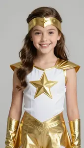 Girl Superhero Classic Hopeful Costume Of White And Gold