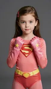 Girl Superhero Coral Spark Suit Tide Gloves