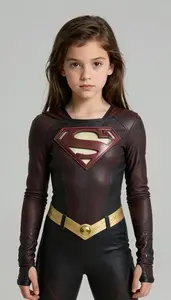 Girl Superhero Dark Brown To Black Costume With A Rare Earth