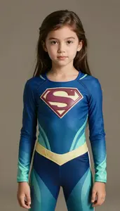 Girl Superhero Deep Blue And Sea Foam Green Costume With
