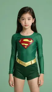 Girl Superhero Deep Green Costume With A Jade Like