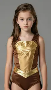 Girl Superhero Golden Brown Costume With A Silky Chatoyant