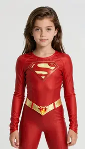 Girl Superhero Ruby Red Suit With Phoenix Emblem Ember Sash