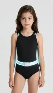 Girl Superhero Simple Elegant Black Bodysuit With Thin