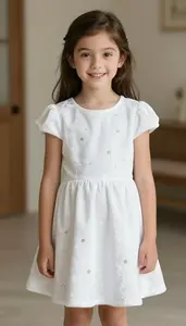 Girl Superhero Simple But Elegant White Velvet Dress With A