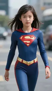 Girl Superhero Sleek Streamlined Costume Capturing A Sense