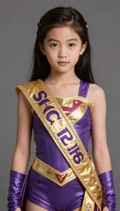 Girl Superhero Violet And Gold Suit Mystic Sash