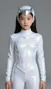 Girl Superhero White Or Colorless Needle Like Costume With A