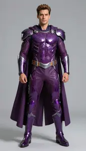 Male Superhero Athletic Male In Crystalline Garnet Ensemble