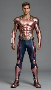 Male Superhero Confident Male Hero Wearing Open Torso Rose