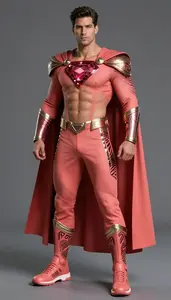 Male Superhero Confident Male Hero Wearing Open Torso Garnet